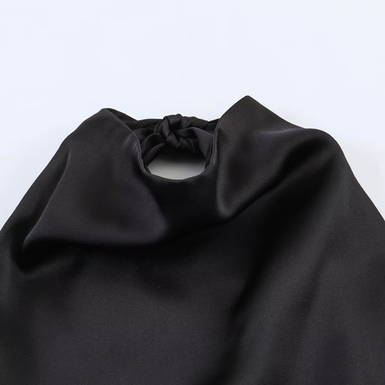 Damen asymmetrisches Satin Kleid EB