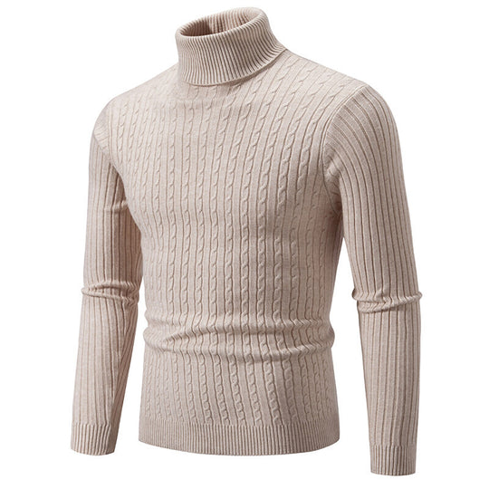 Herren nan Rollkragenpullover mit Zopfstrick und schlanker Passform EB