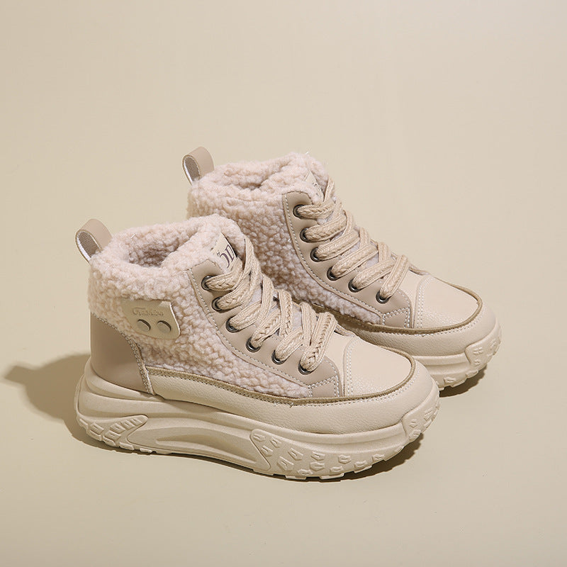 Damen High-Top Sneakers mit warmem Kunstfellfutter und rutschfester Sohle EB