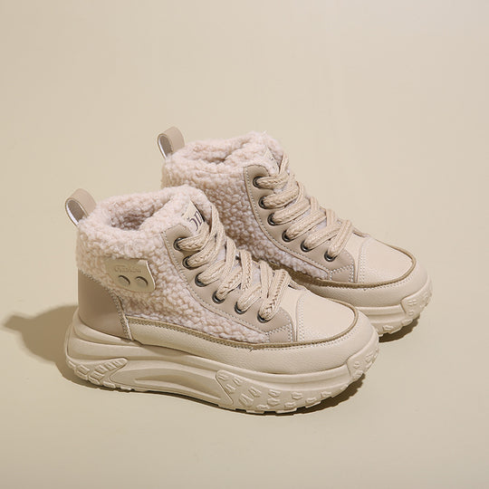 Damen High-Top Sneakers mit warmem Kunstfellfutter und rutschfester Sohle EB