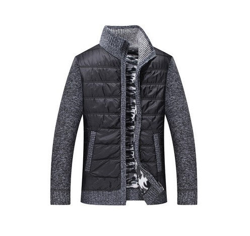 Herren modische Steppjacke mit Strickdetails und hohem Kragen EB