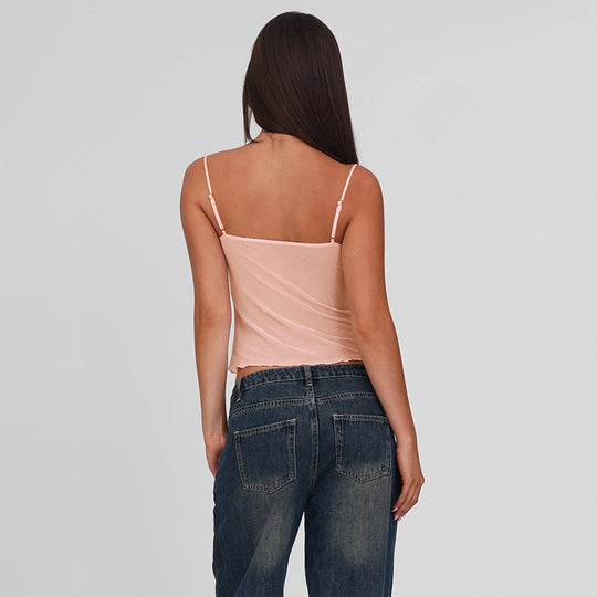 Damen Spitzen-Camisole mit Dekorativen Schleifendetails EB