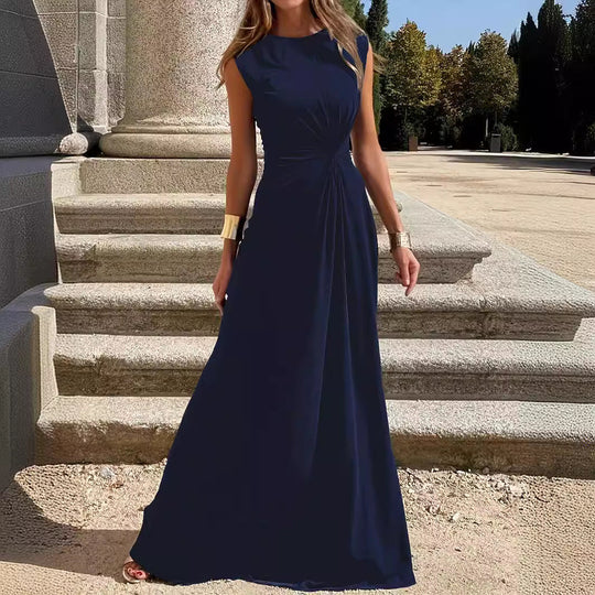 EB | Elegantes Langkleid mit Langen Ärmeln, Revers und Unifarbenem V-Ausschnitt für Damen