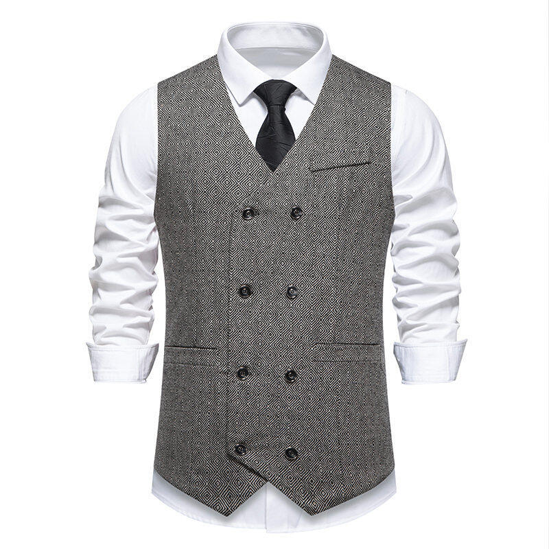 Herren elegante Doppelreiher-Weste mit dekorativem Muster EB