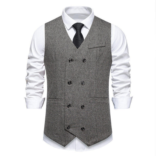 Herren elegante Doppelreiher-Weste mit dekorativem Muster EB
