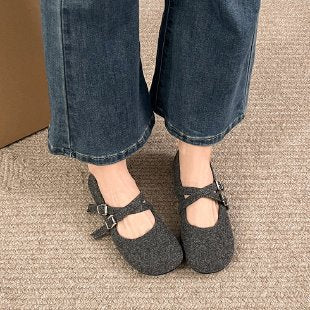 Damen Komfortable Ballerinas mit modischem Riemchenverschluss EB