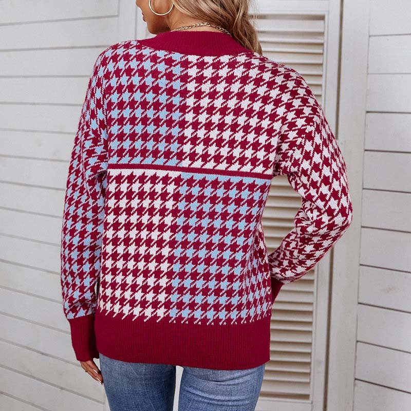EB | Geometrischer Strickpullover Mit Trendigem Muster