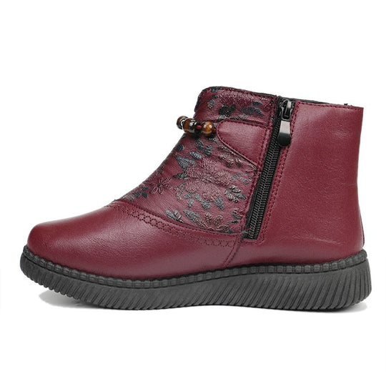 Damen Elegante Ankle Boots mit floralem Muster und komfortablem Schnürverschluss EB