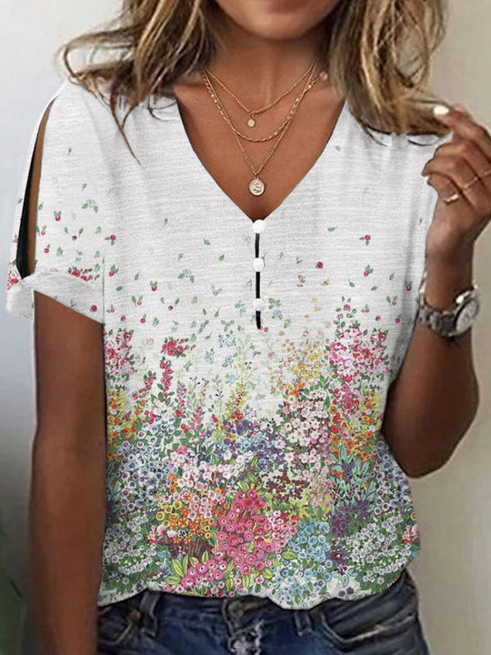 Damen Glitzernde V-Pullover Bluse EB