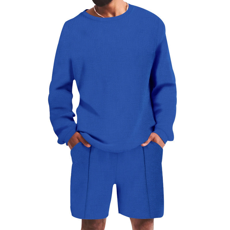 Herren lässiges Sweatshirt- und Shorts-Set mit strukturiertem Design EB