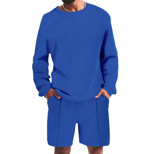 Herren lässiges Sweatshirt- und Shorts-Set mit strukturiertem Design EB