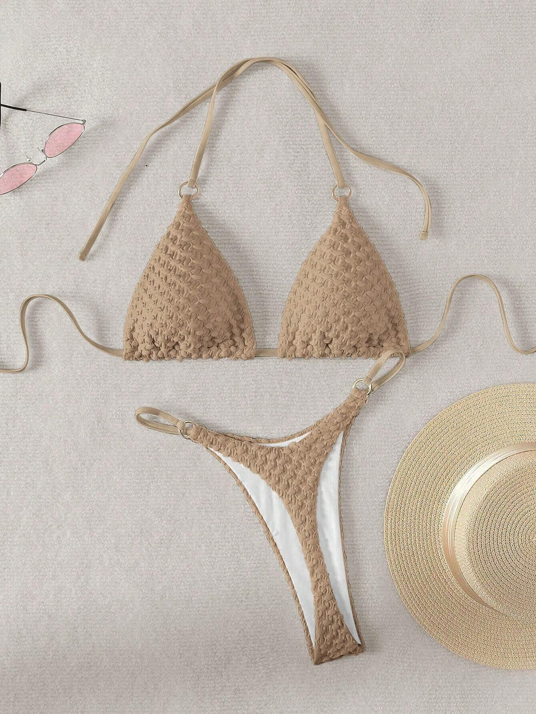Damen Triangel-Bikini mit raffiniertem Texturenmix EB