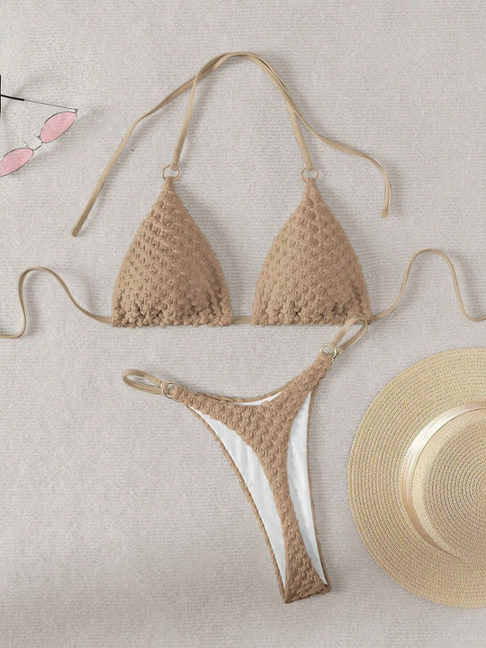 Damen Triangel-Bikini mit raffiniertem Texturenmix EB