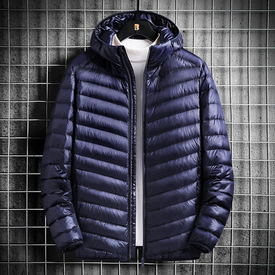 Herren nan ultraleichte Steppjacke mit Kapuze, winddichter Außenhülle und packbarem Thermofutter EB