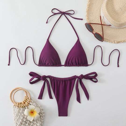 Damen Triangel-Bikini mit modischen Bindebändern EB