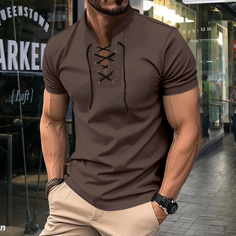 Herren lässiges Poloshirt mit Schnürung EB
