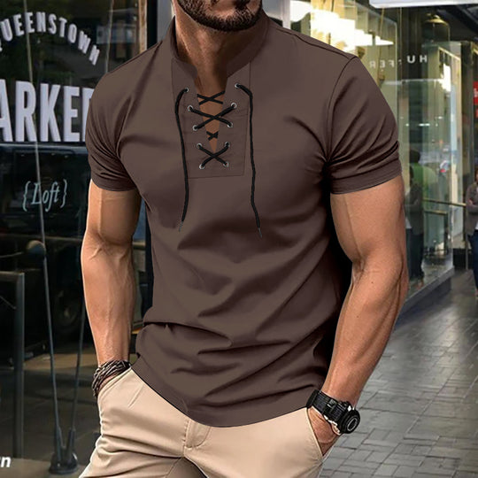 Herren lässiges Poloshirt mit Schnürung EB