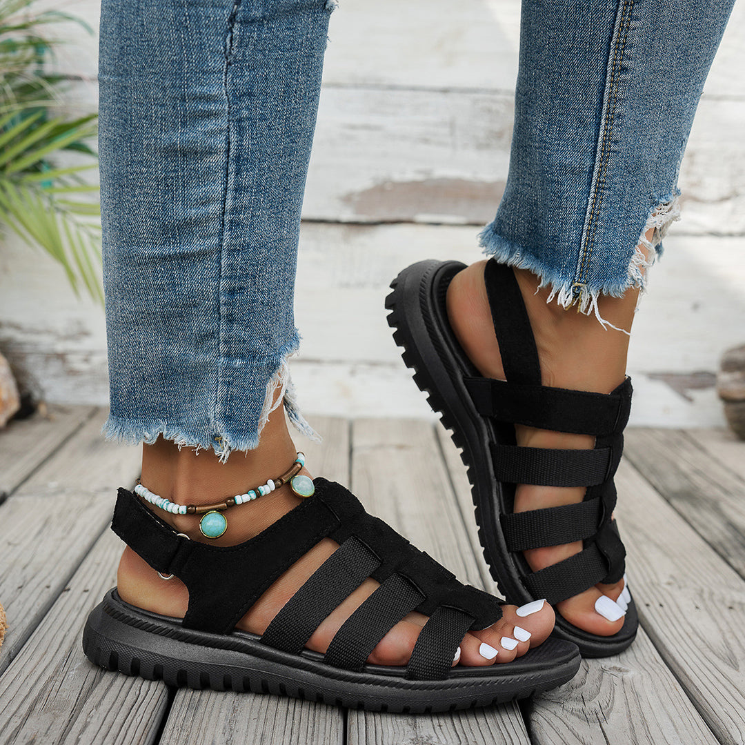 Damen Sportliche Komfort-Sandalen mit verstellbarem Riemen EB