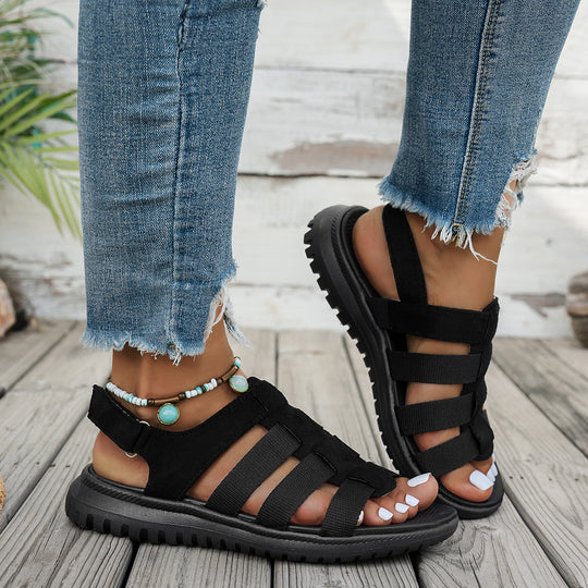 Damen Sportliche Komfort-Sandalen mit verstellbarem Riemen EB