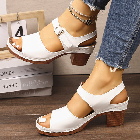 Damen Sandalen mit breitem Riemen und elegantem Blockabsatz EB