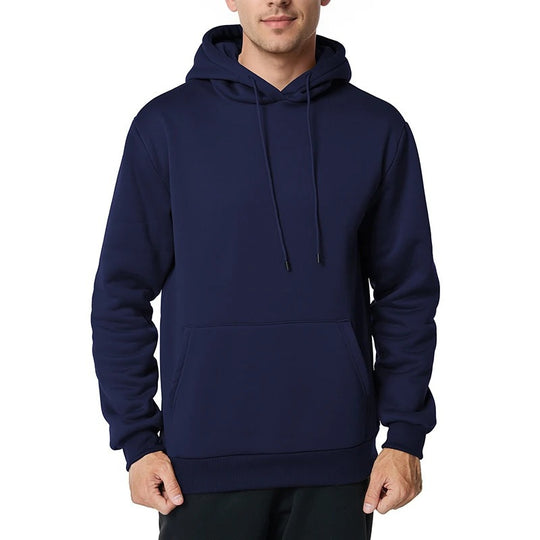 Herren nan minimalistischer Kapuzenpullover mit weichem Fleece-Innenfutter und Kängurutasche EB