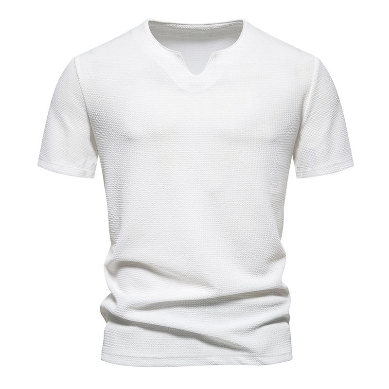 Herren Kurzarm T-Shirt mit modernem V-Ausschnitt und atmungsaktiver Struktur EB