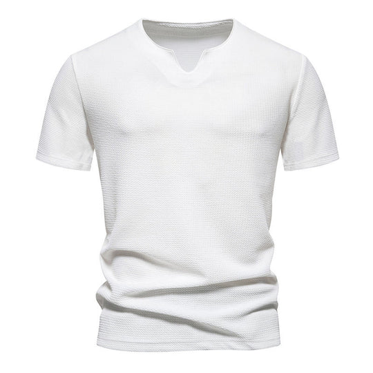 Herren Kurzarm T-Shirt mit modernem V-Ausschnitt und atmungsaktiver Struktur EB