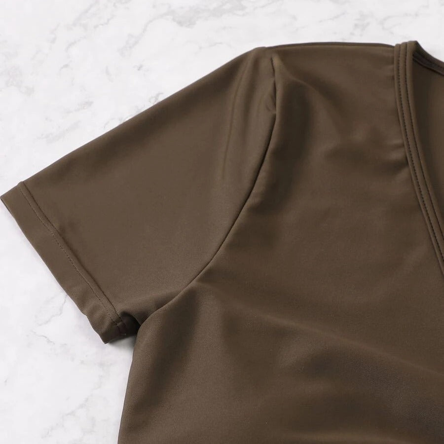 Damen cropped Top mit hohem Bund und Rüschendetails EB