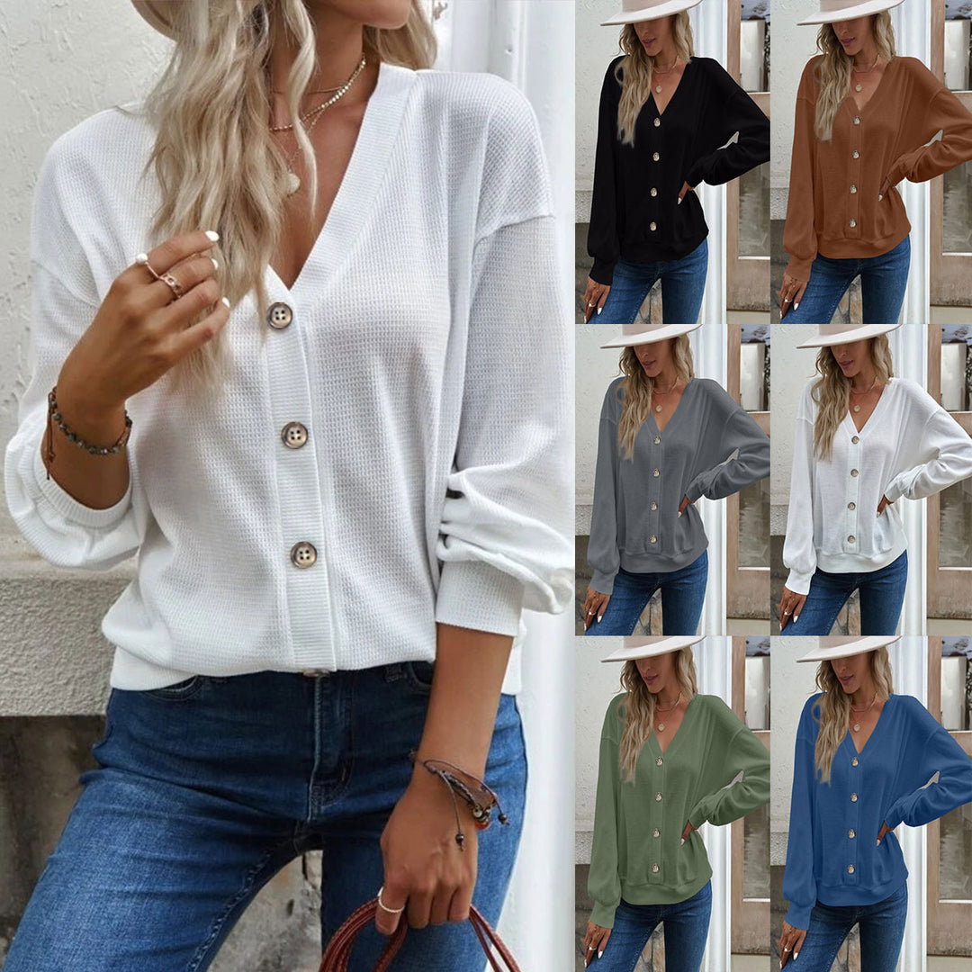 Damen Waffelstruktur Oversized Cardigan mit Knopfdetails EB