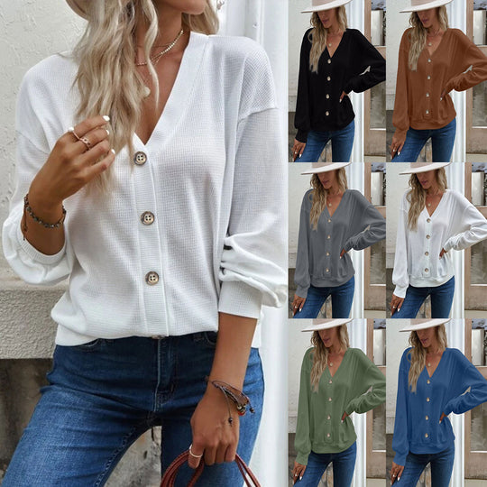 Damen Waffelstruktur Oversized Cardigan mit Knopfdetails EB
