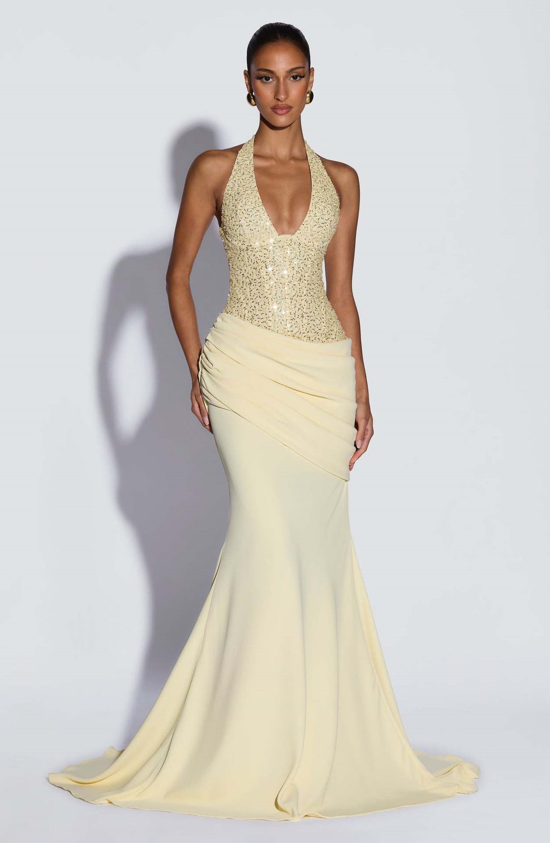 Damen Glänzendes Abendkleid mit figurbetontem Schnitt und schimmernden Pailletten EB