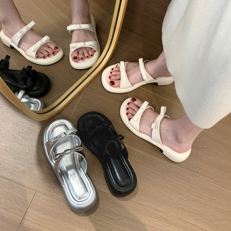 Damen Elegante Slip-On Sandalen mit modischen Schnallen EB