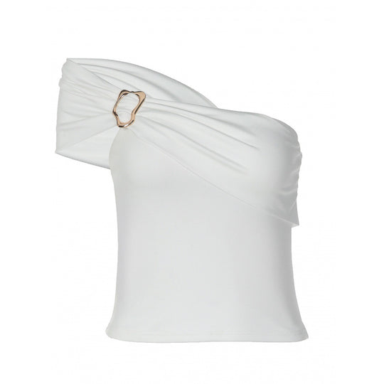 Damen Off-Shoulder Top mit dekorativem Schnallen-Detail EB