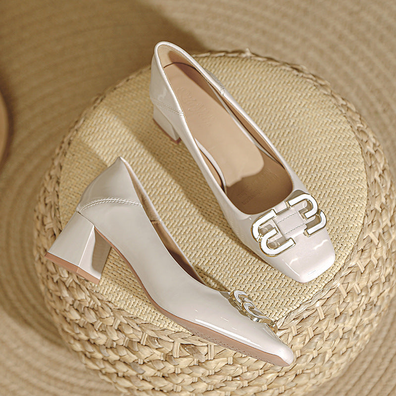 Damen elegante und modische Absatzschuhe mit quadratischer Zehenkappe EB