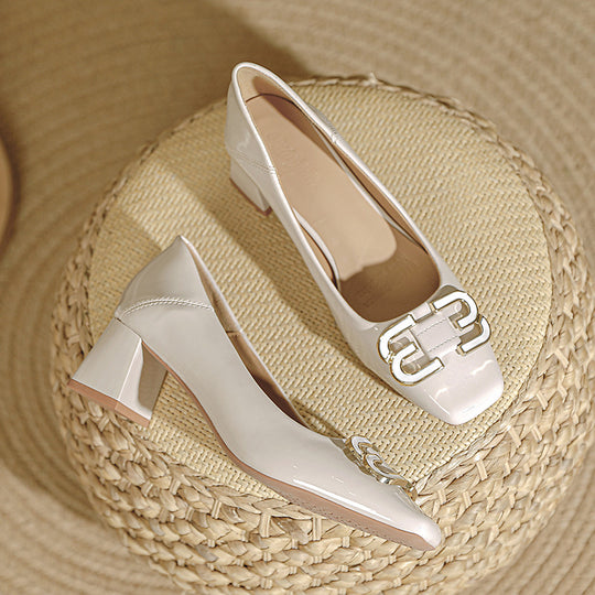 Damen elegante und modische Absatzschuhe mit quadratischer Zehenkappe EB
