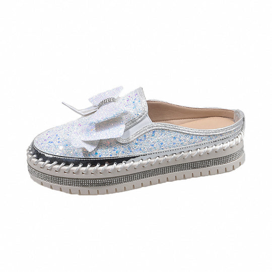 Damen Glamouröse Slipper mit funkelndem Glitzer und dekorativem Schleifen-Detail EB
