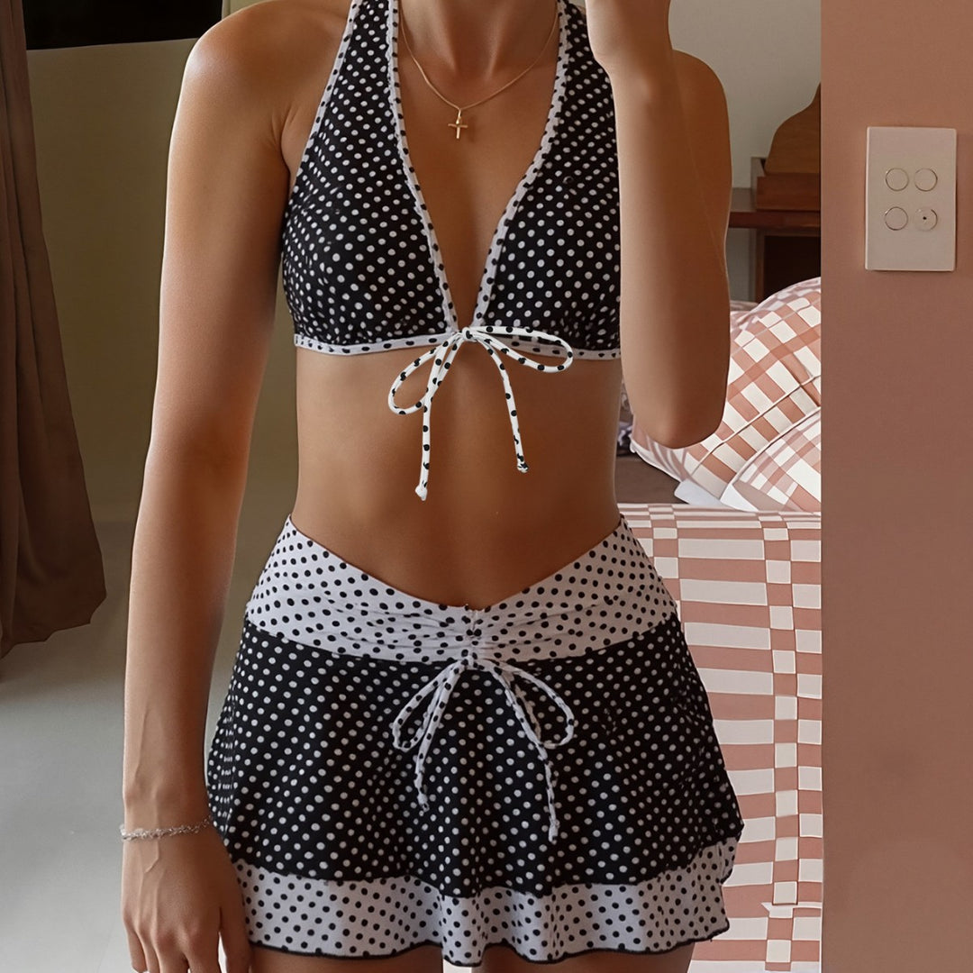 Damen Triangel-Bikini mit Rüschenrock EB