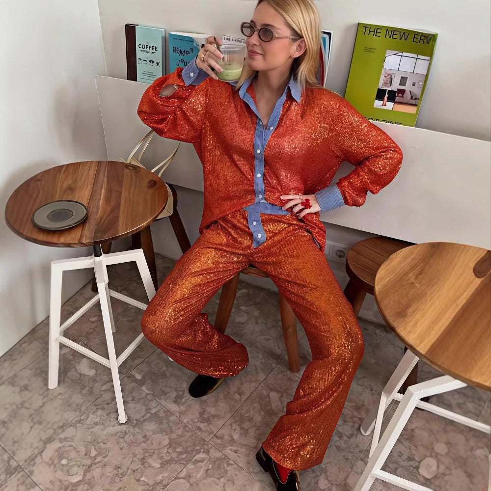 Damen Glamouröses Lounge-Set mit Pailletten EB