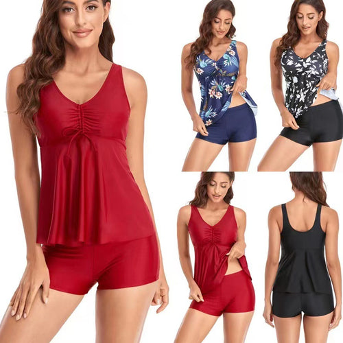 Damen Tankini-Set mit floralem Oberteil und sportlichem Unterteil EB