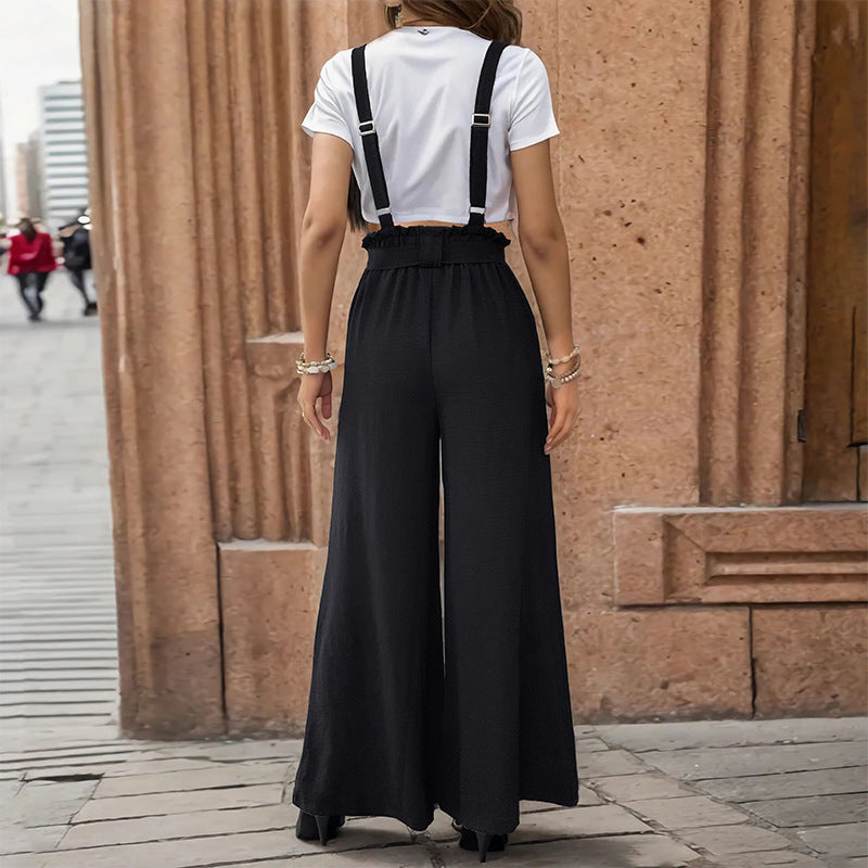 Damen Culotte-Jumpsuit mit verstellbaren Trägern und elegantem Kordelzug EB