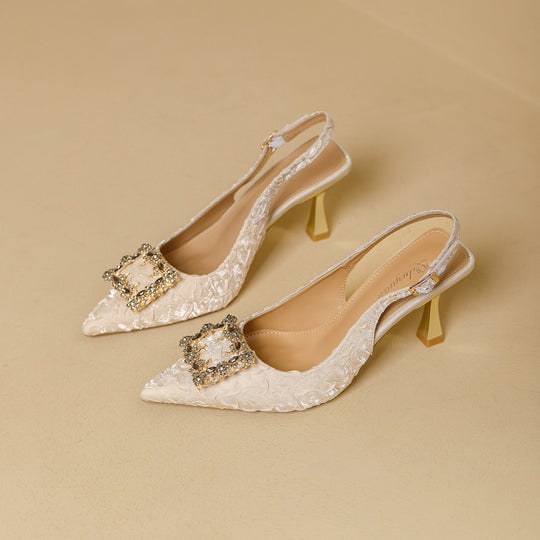 Damen Slingback Pumps mit funkelndem Schmuckdetail EB