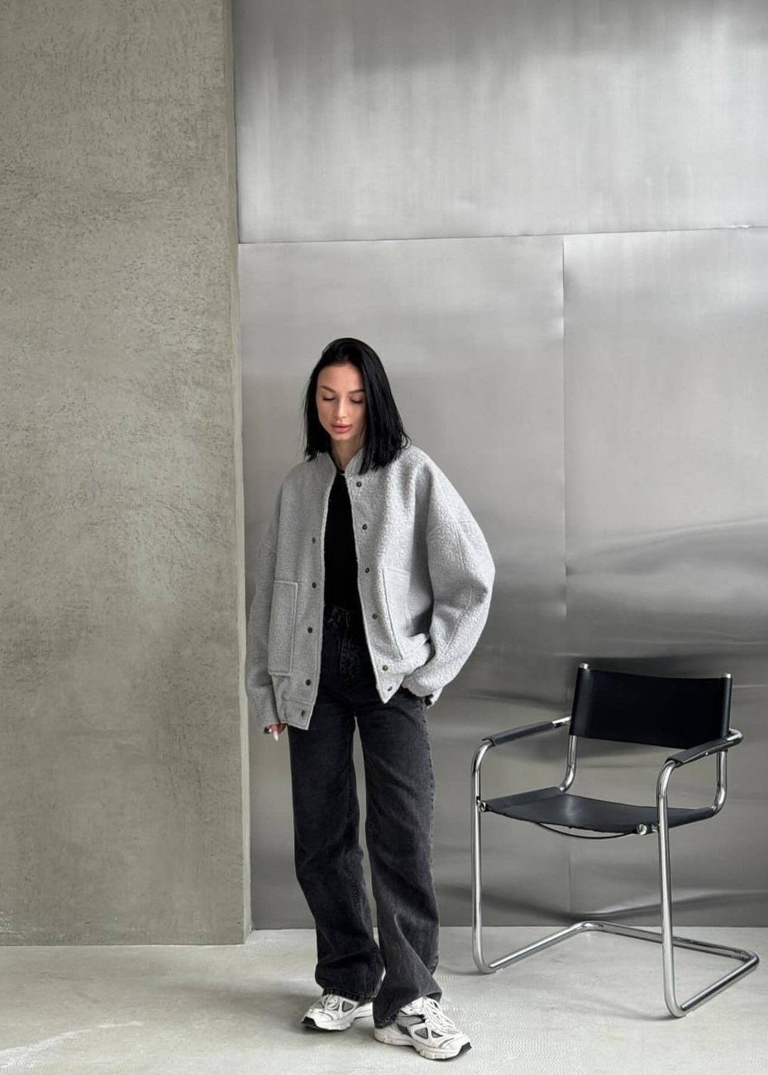 EB | Oversized Fleece Druckknopfjacke