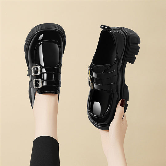 Damen Modische Plateau-Schnürschuhe mit doppeltem Riemenverschluss EB