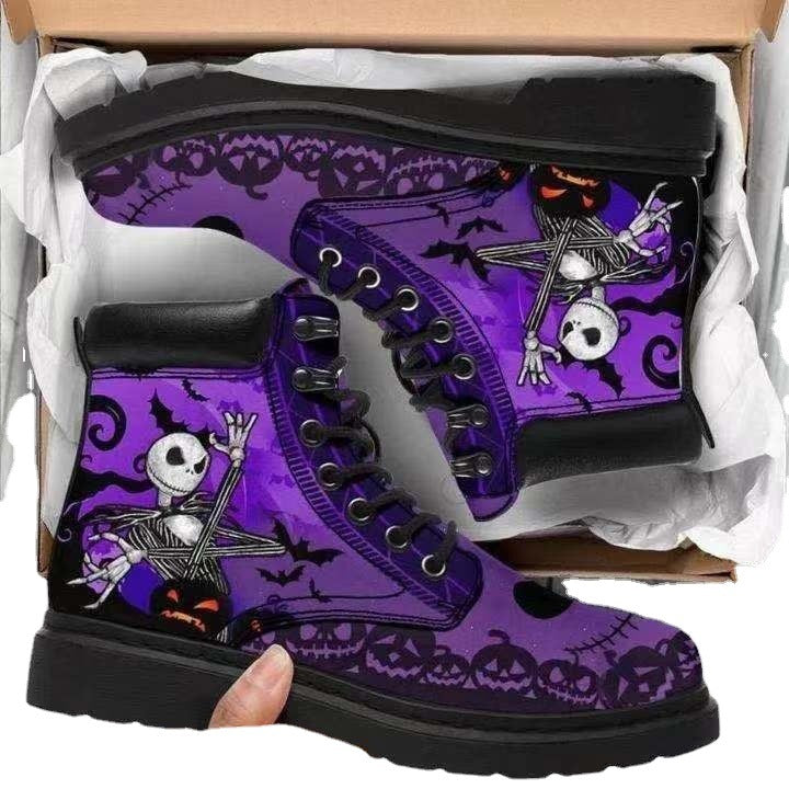 Damen Schnürstiefeletten mit kreativem Totenkopf-Design und robustem Profilsohle EB