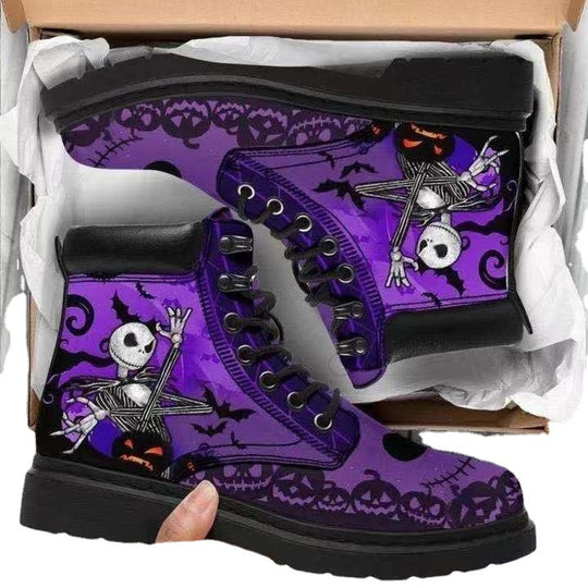 Damen Schnürstiefeletten mit kreativem Totenkopf-Design und robustem Profilsohle EB
