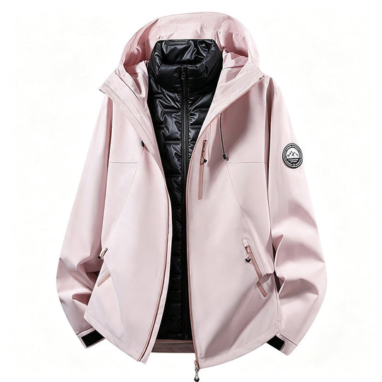 Unisex wetterfeste dreiteilige Softshelljacke mit abnehmbarer Steppinnenjacke und Kapuze EB