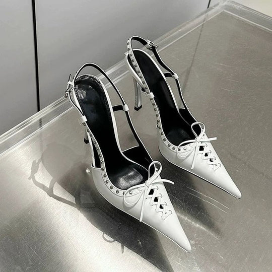 Damen elegante Slingback-Pumps mit modischem Schnürdesign EB