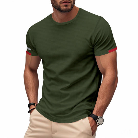 Herren nan athletisches Kurzarm Baumwolljersey T-Shirt mit Rundhalsausschnitt und reflektierenden Ärmeldetails EB