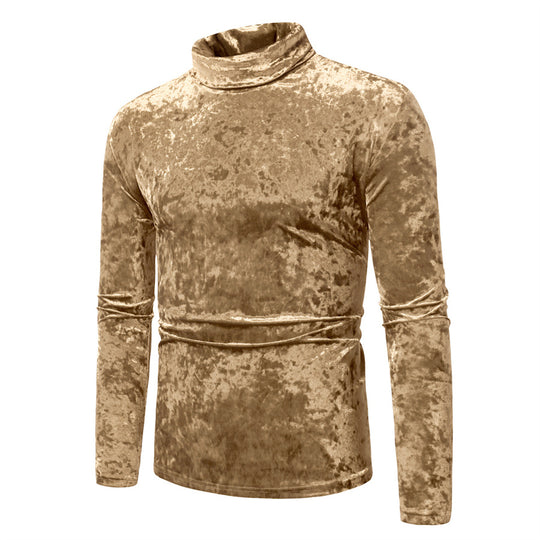 Herren eleganter Rollkragenpullover aus luxuriösem Samtstoff EB