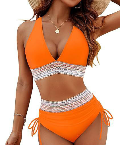 Damen Hochtailliertes Bikini-Set mit verstellbaren Trägern EB